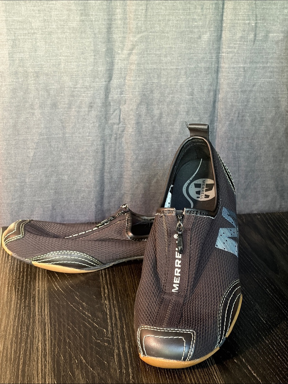 Merrell Men’s Slip-On Loafers in Black with Tan Outsole